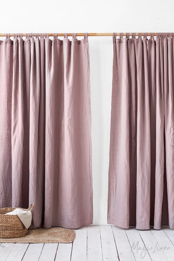 Tab Top Linen Curtain Panel Semi Sheer Window Or Door Etsy