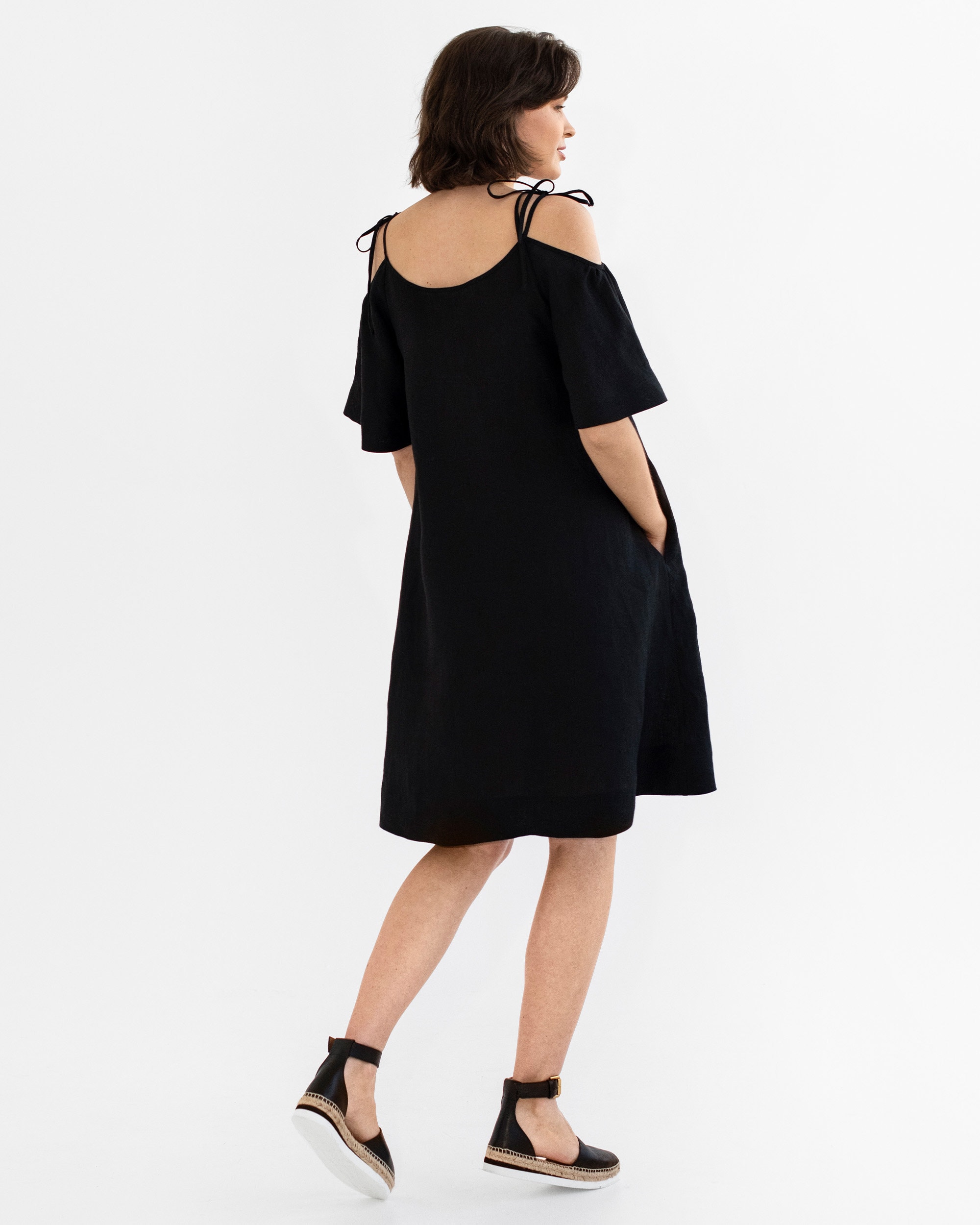 black a line dress with pockets Corset-Back Long A-Line Prom Dress with Side Pockets Sage / XLarge main image 1