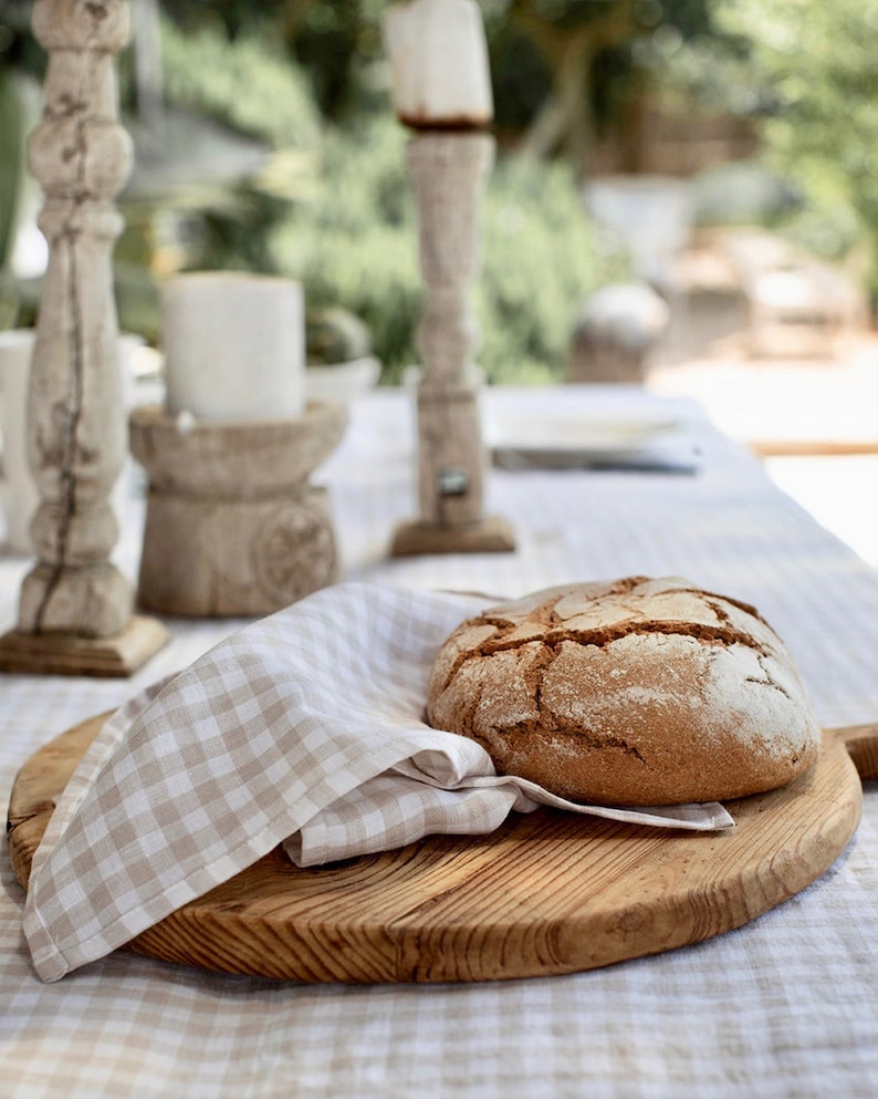 Juego de servilletas de lino de 2 en gingham natural / Servilletas de lino lavadas / Decoración de mesa, boda, servilletas rústicas y reutilizables imagen 6