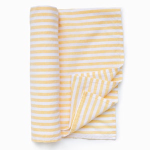 Yellow Striped Linen Beach Towel – Bath Sheet – Quick Dry Cotton Linen Blend – Lightweight Summer Body Towel – Oversized Spa Blanket image 3