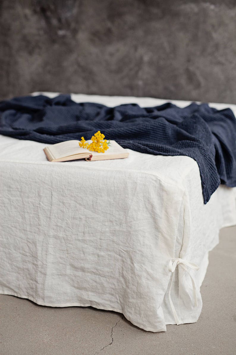 Linen bed skirt with corner ties. Various colors custom Etsy