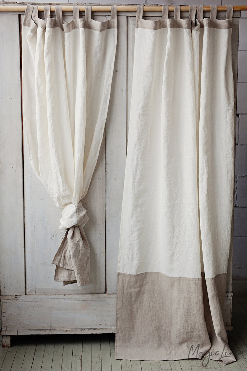 MagicLinen Tab top linen curtain panel in two colors. Come discover lovely European Country Bespoke Linen for Home & You! #europeancountry #interiordesign #linen #handmadelinens #linenclothing #linendecor #homedecor