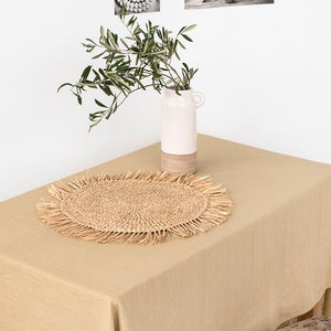 Sandy beige Linen Tablecloth Round, square, rectangular table linens Custom linen fabric tablecloth image 6