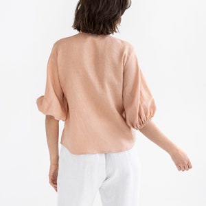 Etsy - Puff sleeve linen shirt ALAMINOS in Peach by MagicLinen