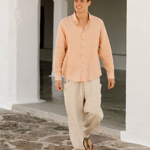 Linen shirt for men NEVADA. Long sleeve, classic linen shirt with buttons. Summer shirt. Linen clothing for men image 7