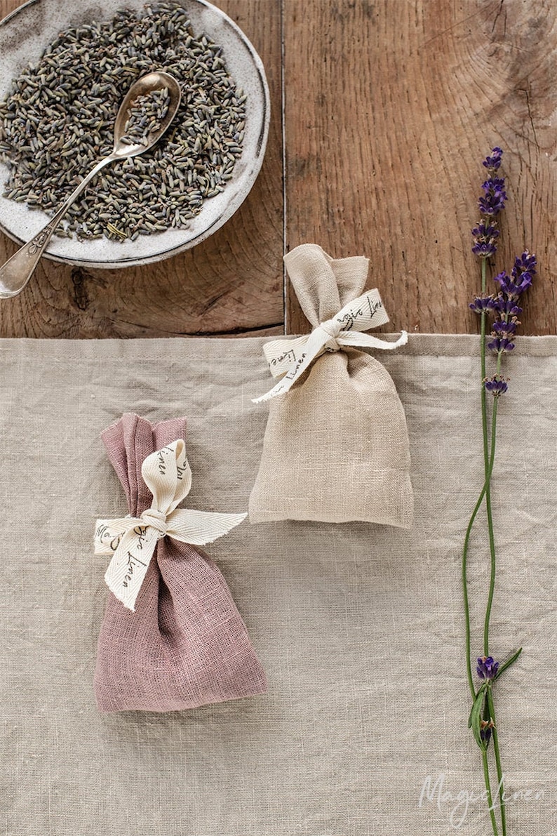 Linen Lavender Sachets Set of 2. Fragrant Sachets With Dried Etsy