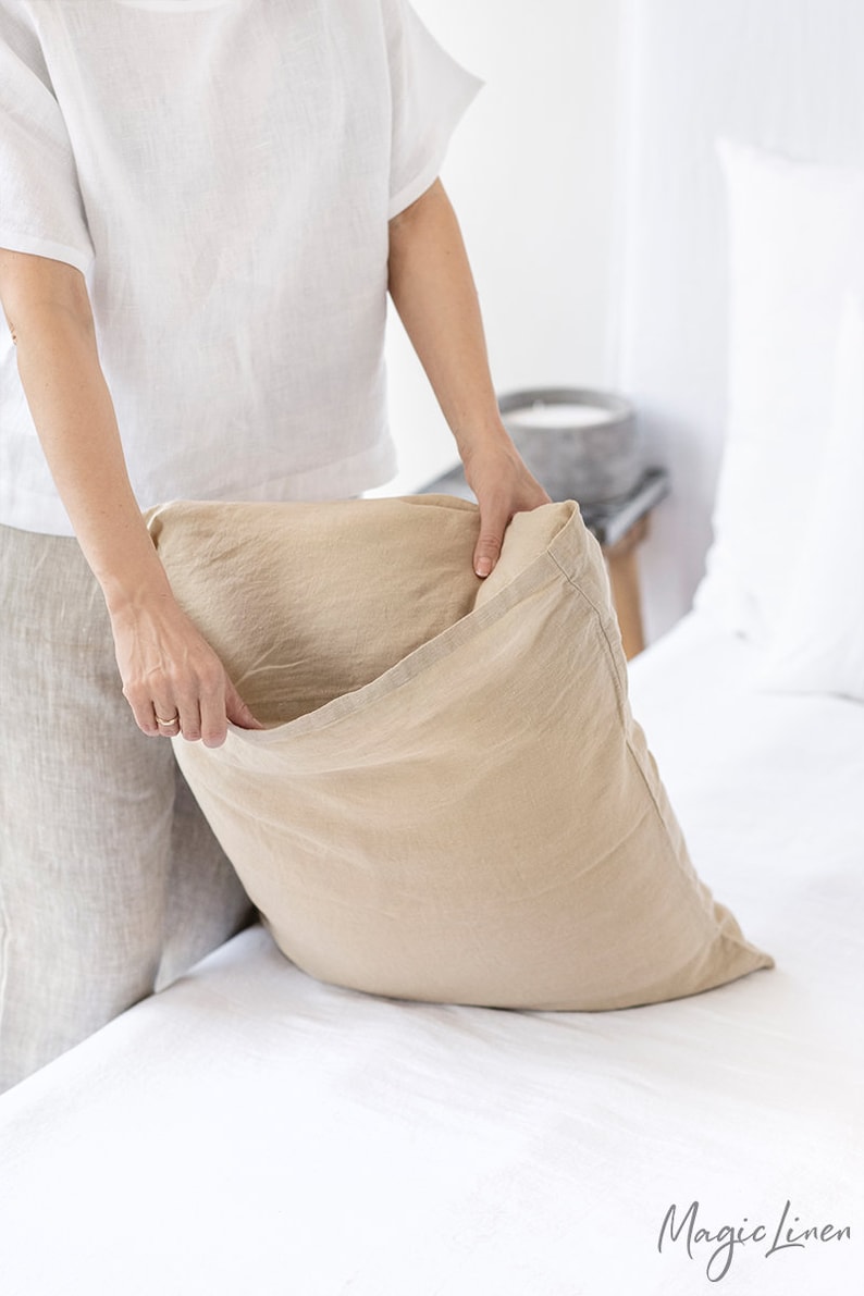 Linen Pillow Case in Natural Linen oatmeal Color. Standard Etsy