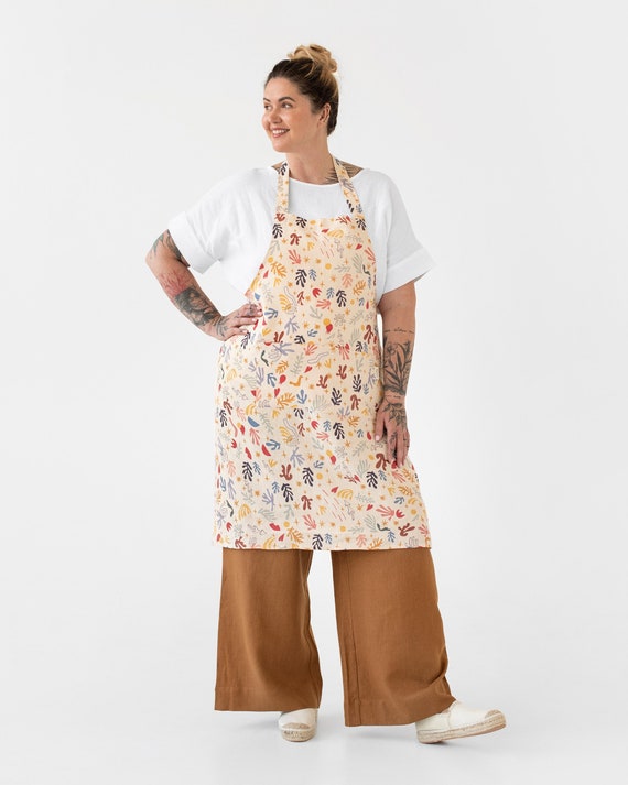 Linen Apron in Abstract Print. Artist Apron. Cooking, Gardening