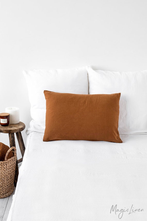Linen Pillow Case In Cinnamon Color Softened Washed Custom Etsy