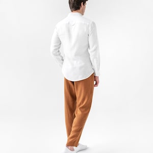 Men's linen pants TRUCKEE in Dried moss Elastic waist linen trousers Boho pants image 6
