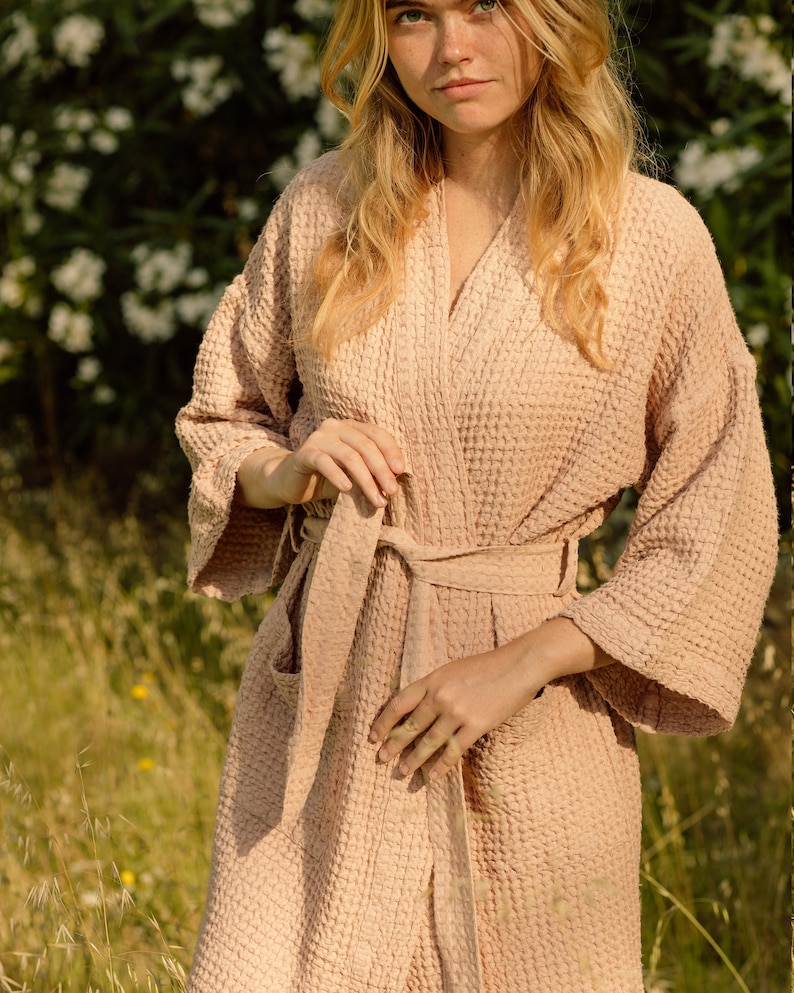 Etsy - Peach Short waffle linen robe by MagicLinen