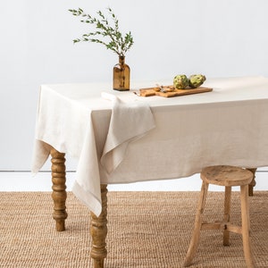 Linen tablecloth in various colors. Round, square, rectangular table linens. Custom linen fabric tablecloth. Natural linen colour