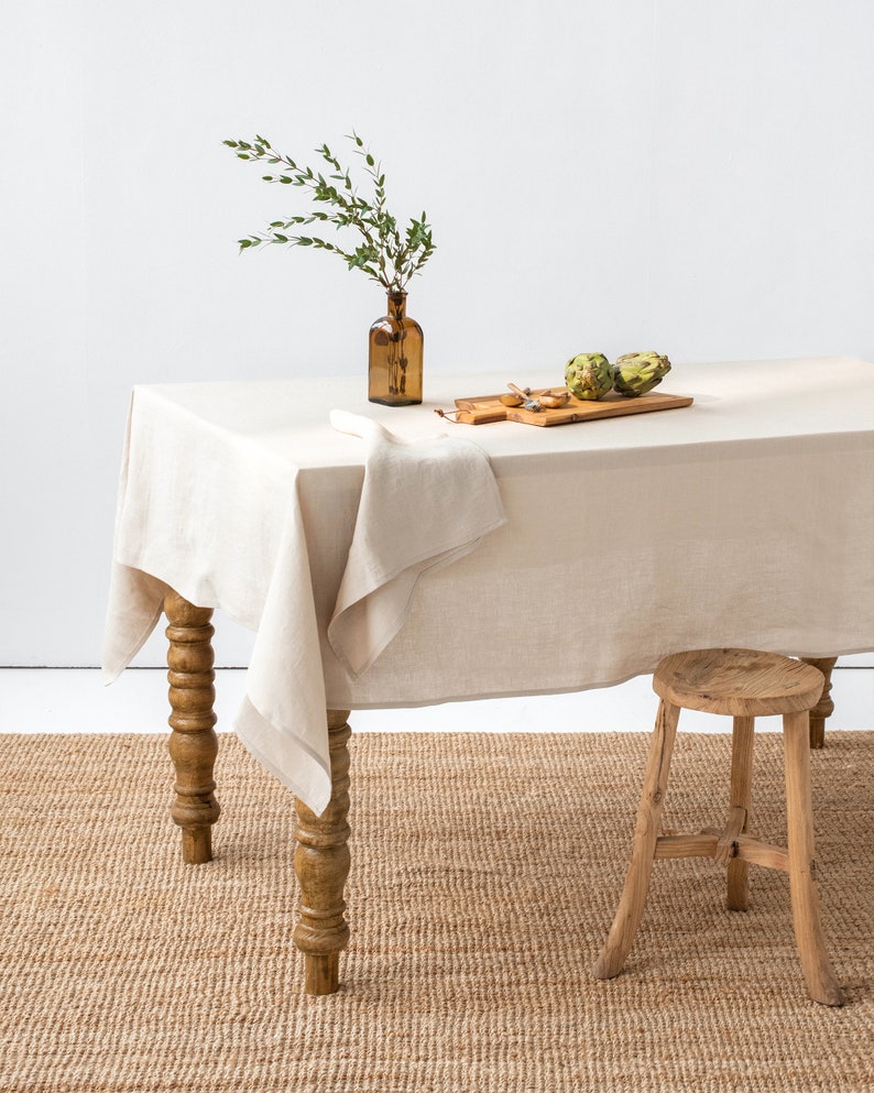 Linen tablecloth in various colors. Round, square, rectangular table linens. Custom linen fabric tablecloth. Natural linen colour