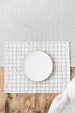 Charcoal grid linen placemats set. Linen placemats.  Sets of 2 linen placemats. 