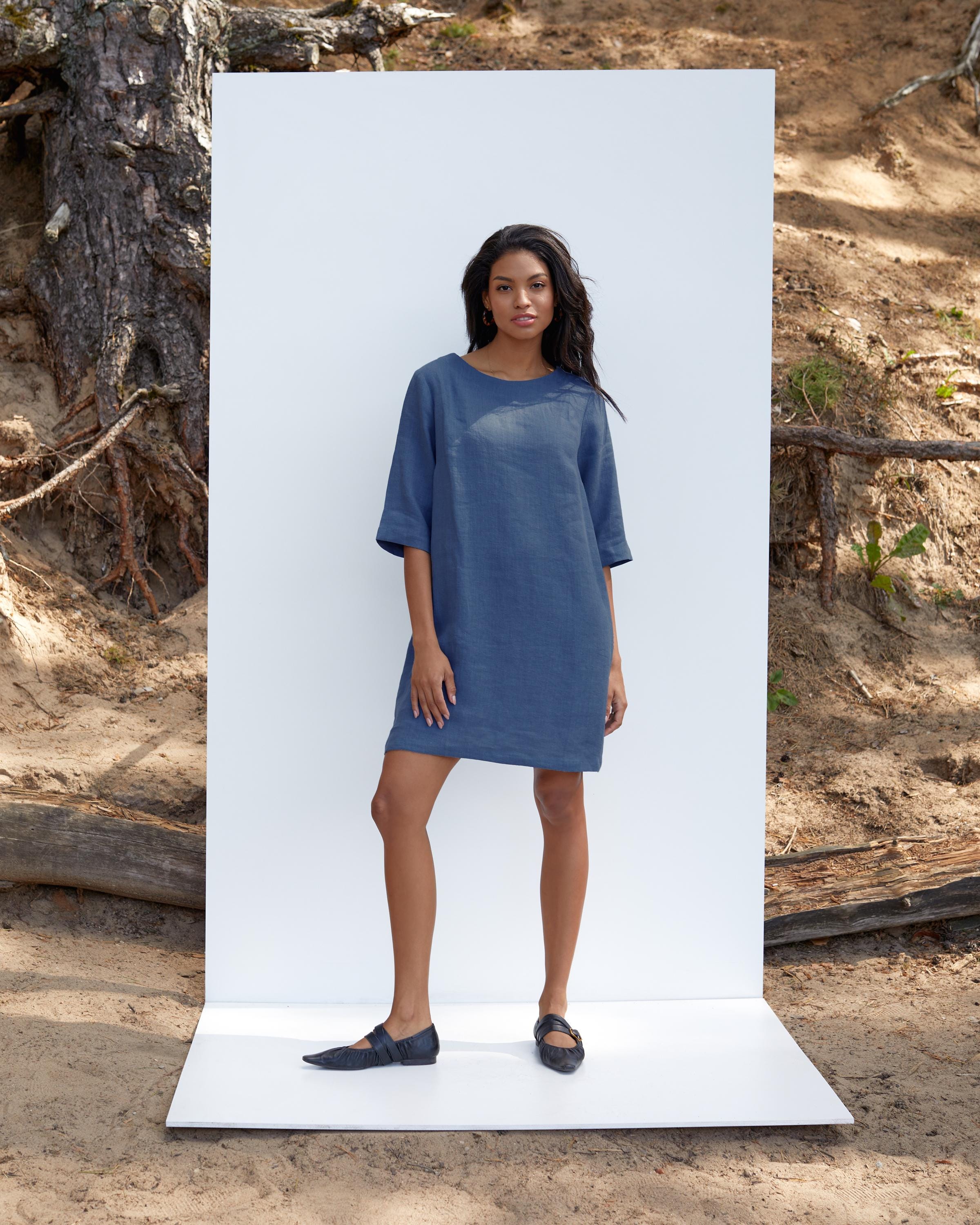 princess polly baby blue dress Banana Republic Women's Cotton Poplin Trapeze Midi Dress Navy Blue Size M main image 1