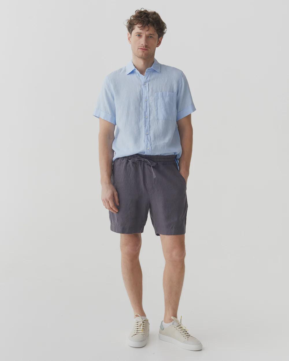 Short Homme Été En Lin Et Coton - Coupe Ample, Cordon, Poches - Pour Plage, Sport, Décontracté