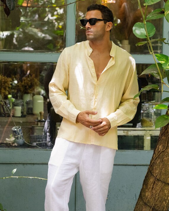 yellow linen top
