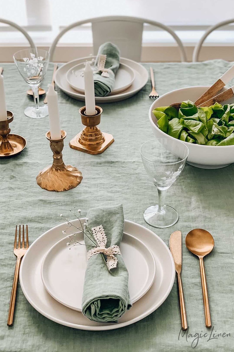 Green linen napkins Green napkins Linen napkins set Etsy