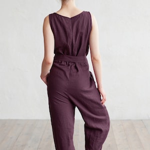 Linen jumpsuit ANNECY. Drop crotch, sleeveless linen romper. Linen overall. Clothing for women. image 3