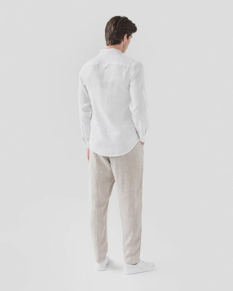 Natural Mens Linen Pants – Trousers with Elastic Waist and Cargo Pockets – Breathable Clothing - Lightweight Outfit TRUCKEE image 3