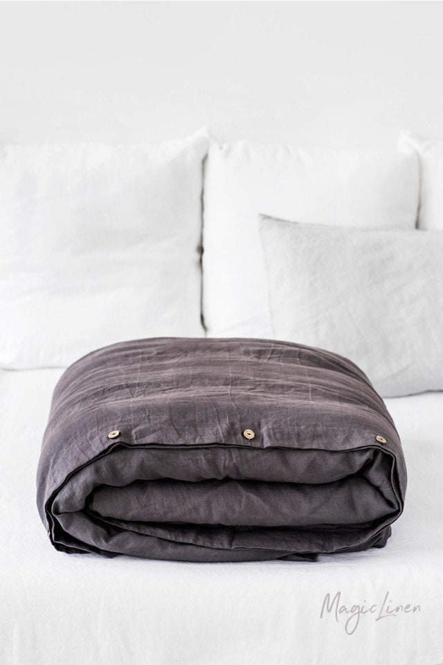 Linen Duvet Cover in Charcoal Gray dark Gray Color. Washed - Etsy UK