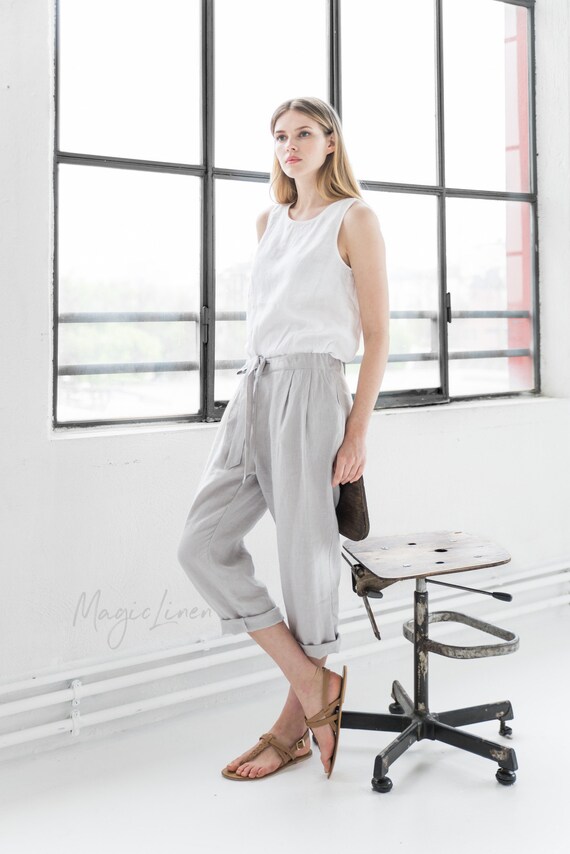 relaxed fit linen pants