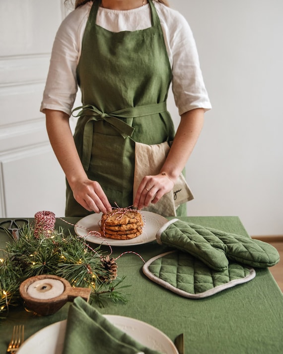 Linen Oven Mitt and Linen Pot Holder. 100% Linen Oven Mitts. Pot Holders.  Eco Friendly Kitchen Mittens. Kitchen Gloves. Housewarming Gift. 