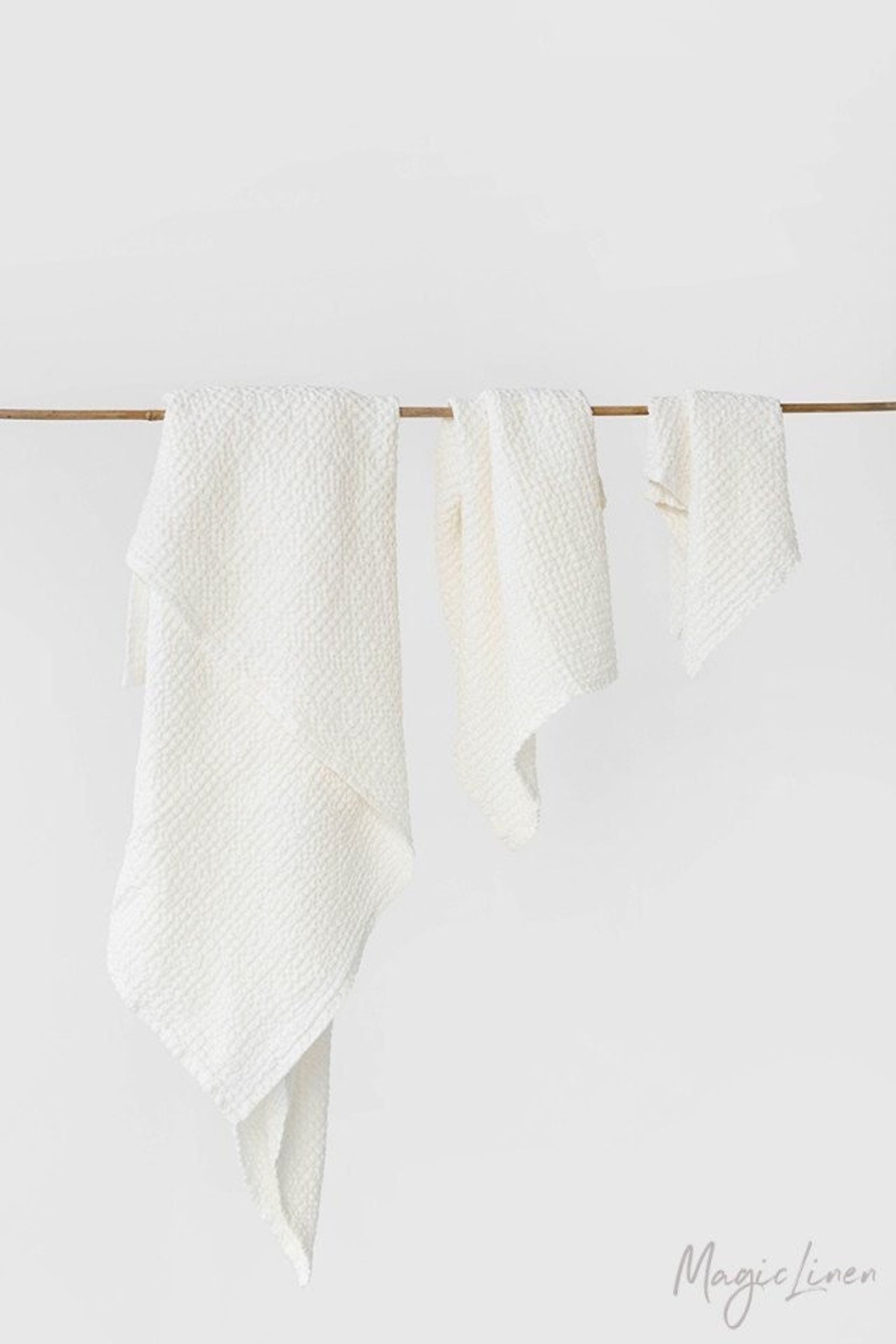 White Linen Waffle Towel SET Hand Face Body Linen Towels. Etsy