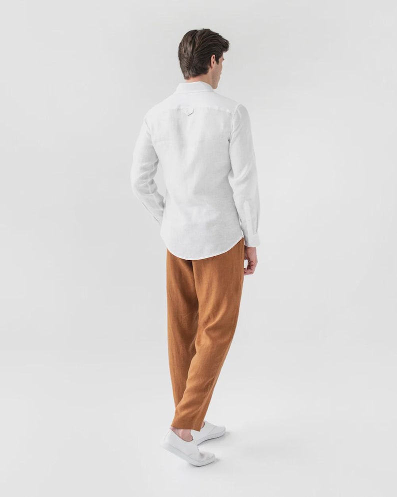 Mens Linen Pants – Cinnamon Trousers with Drawstring Waist and Cargo Pockets – Lightweight Wear - Breathable Outfit, Look TRUCKEE image 3
