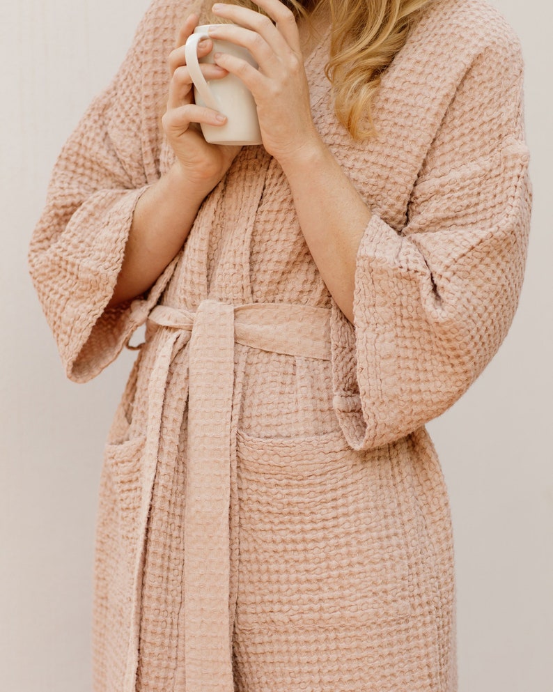 Etsy - Peach Short waffle linen robe by MagicLinen