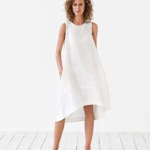 Woodrose linen dress Royal Toscana/ Sleeveless, loose, midi/ Linen summer dress/ Women's clothing White