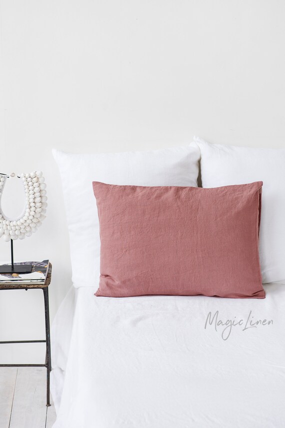Linen pillow case in Rust pink color Rust linen pillow | Etsy