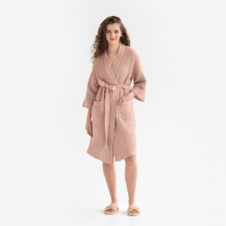 Etsy - Peach Short waffle linen robe by MagicLinen