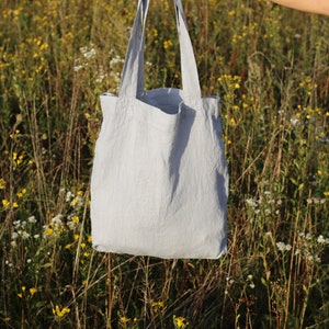 Linen tote bag. Linen bag in various colors. Linen shopping bag. Light gray