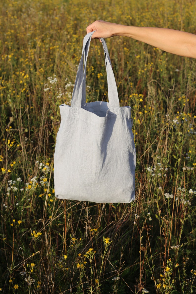 Linen tote bag. Linen bag in various colors. Linen shopping bag. Light gray