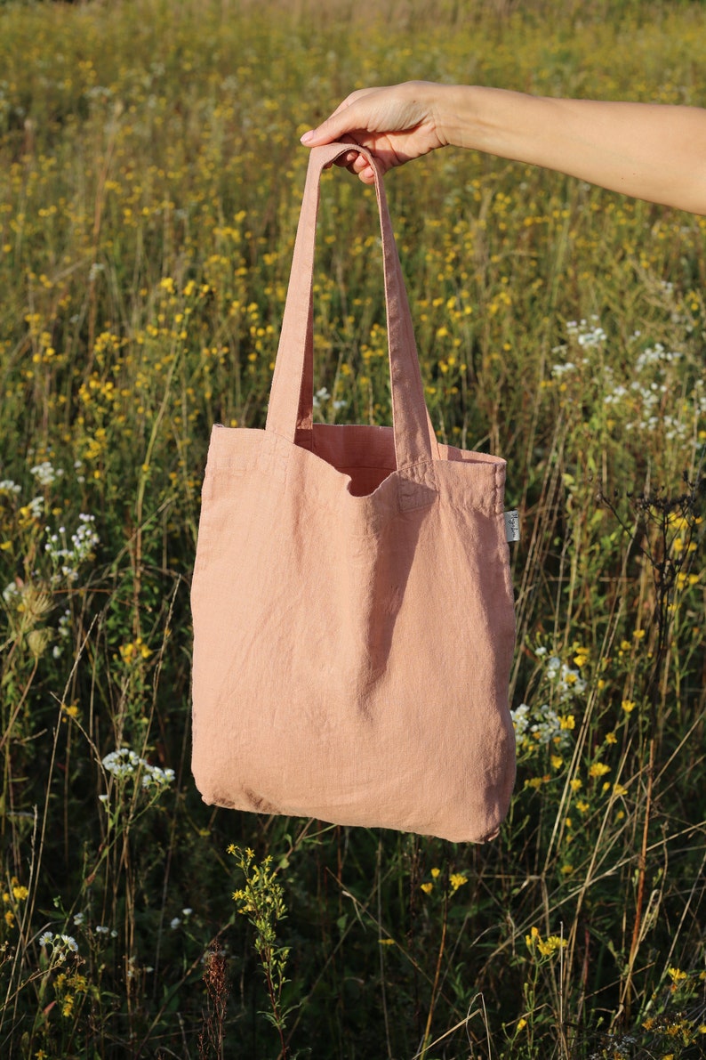 Linen tote bag. Linen bag in various colors. Linen shopping bag. Ash rose