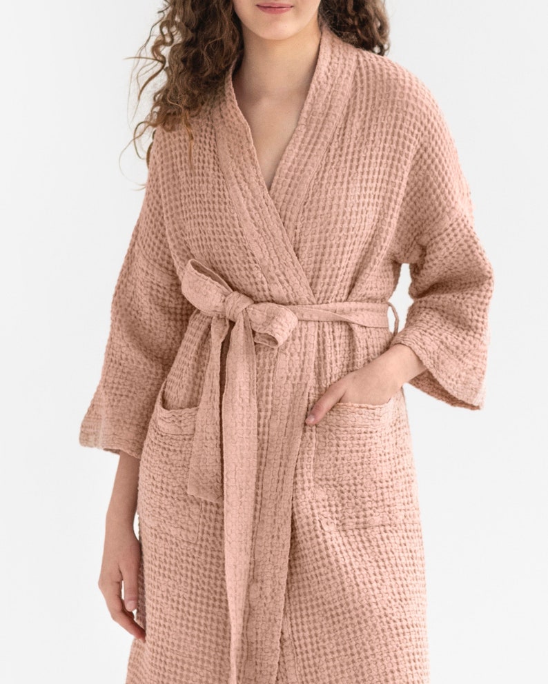 Etsy - Peach Short waffle linen robe by MagicLinen