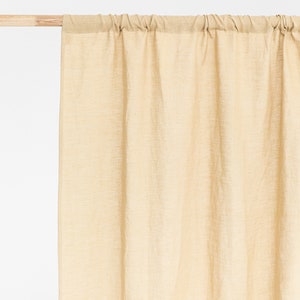 Rod pocket linen curtain panel in natural color 1 pcs. Semi-sheer linen drapes. Custom sizes Sandy beige