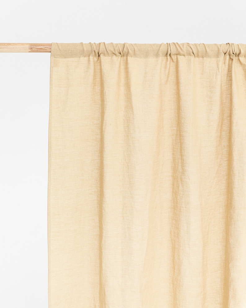 Rod pocket linen curtain panel in natural color 1 pcs. Semi-sheer linen drapes. Custom sizes Sandy beige