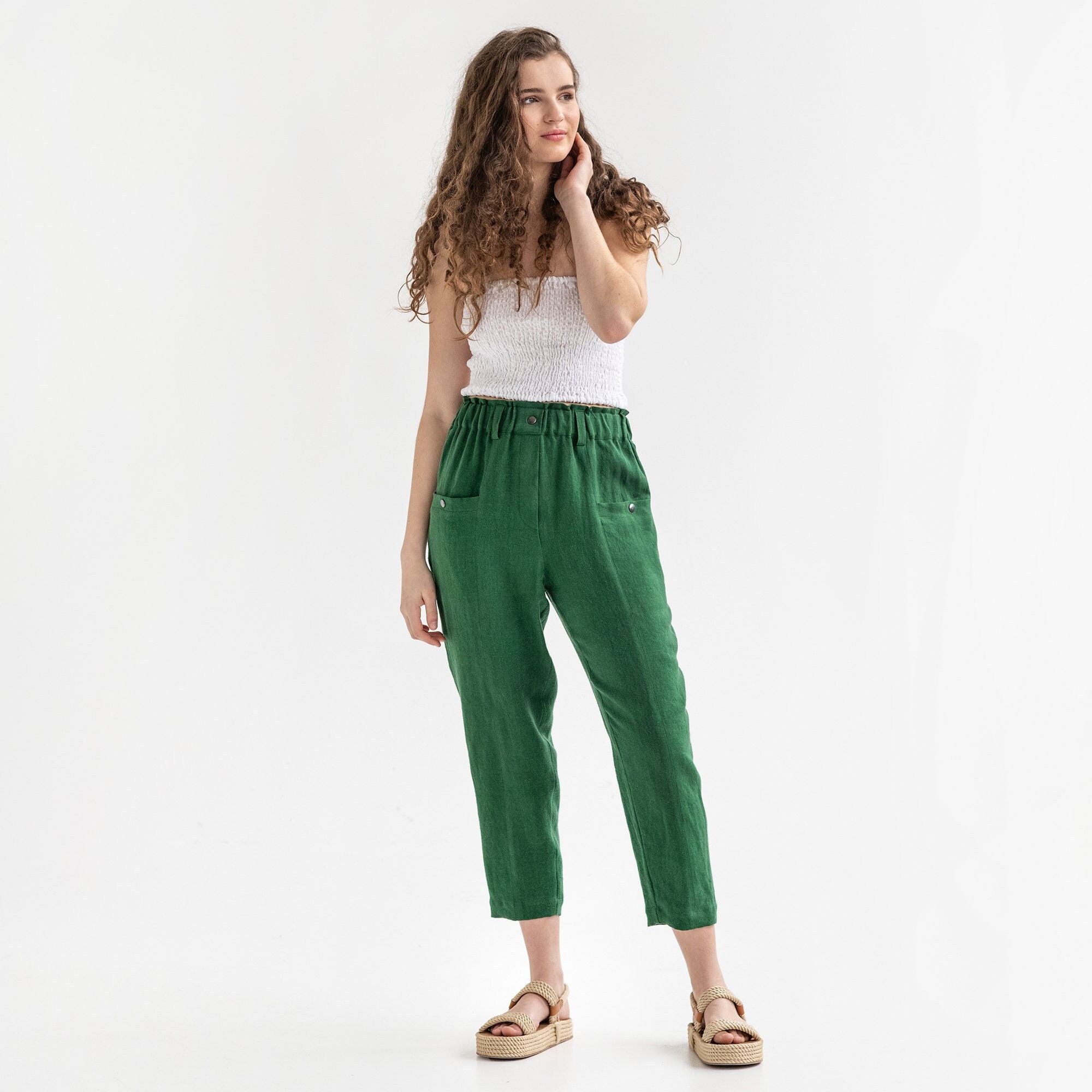 Buy Vasstram Striped Linen Pants  Beige for Women Online  Tata CLiQ Luxury