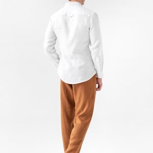 Men's linen pants TRUCKEE in Cinnamon. Mens trousers. Elastic waist. Cargo pants. Linen clothing for men image 2