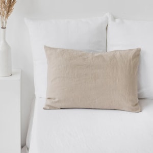 Natural Linen Pillowcase – Soft Stonewashed Flax Sham – Custom Size Breathable Pillow Cover – Neutral Bedding Accent in Pure European Linen