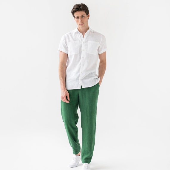 Buy Men's Linen Pants PALERMO in Green / Linen Trousers for Men /  Lightweight Linen Pants for Summer / Linen Clothing for Men Online in India  