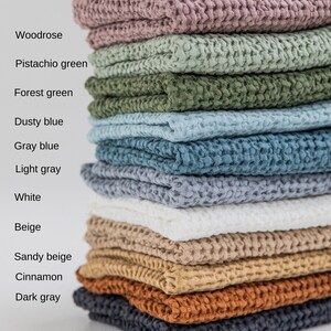 Linen throw in Beige, waffle pattern. Linen throw blanket. Sofa throw. image 4