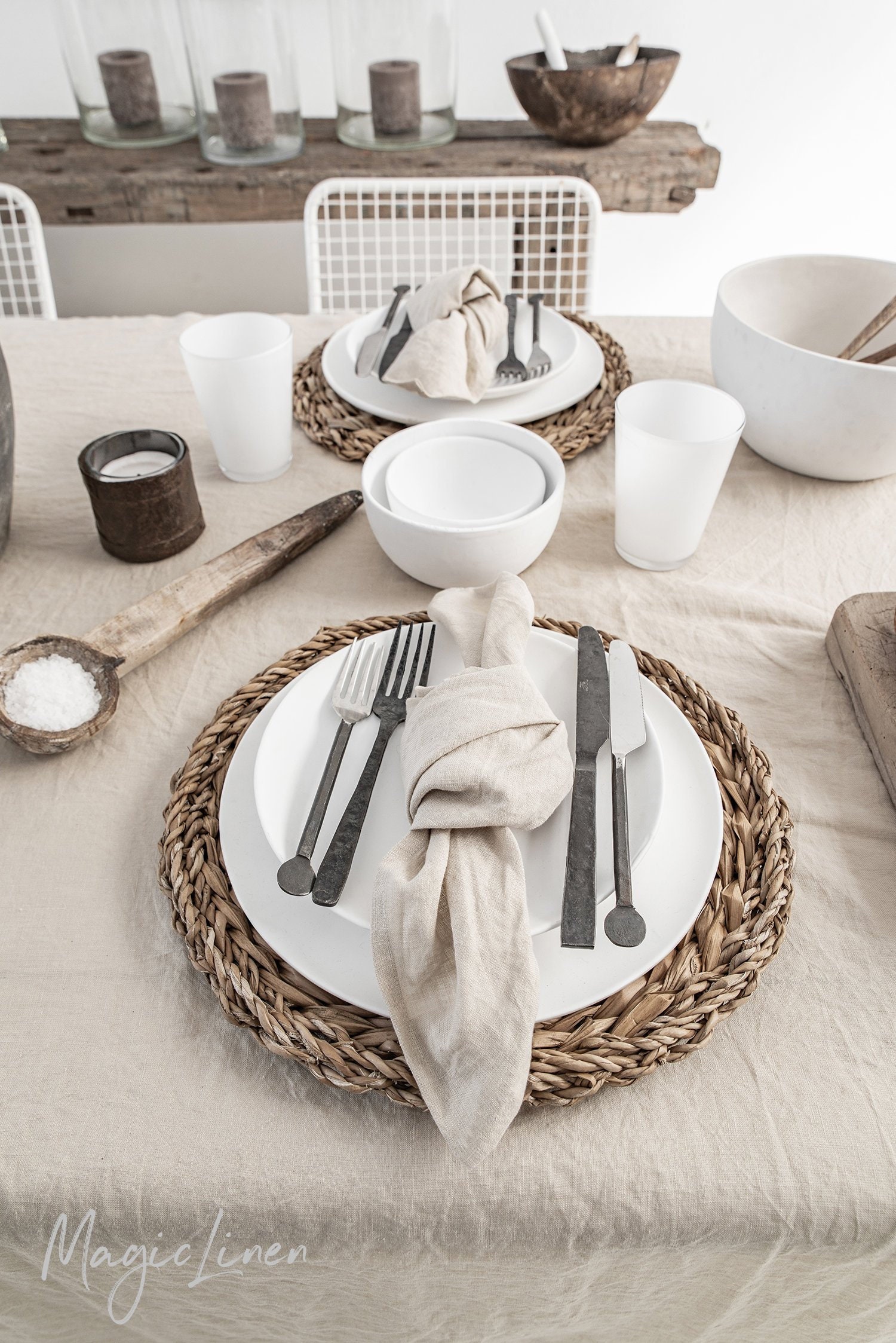 Natural linen napkin Napkin made of stonewashed linen Natural linen napkin Napkin made of stonewashed linen