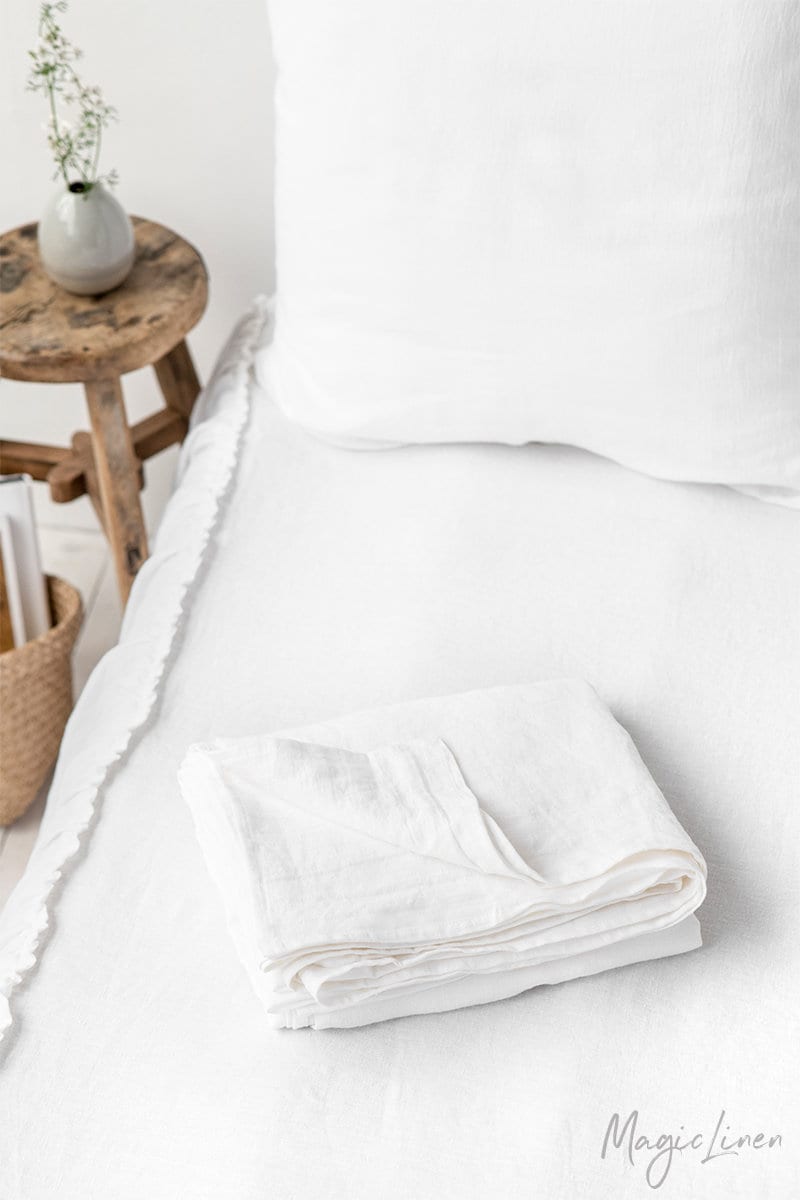 drap Plat En Lin Blanc.