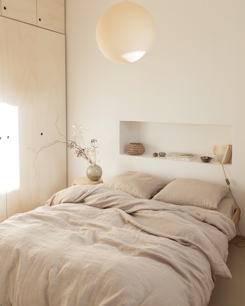 Natural Linen Duvet Cover Set — Beige Queen Duvet Cover — King Linen Bedding Set — Earthy Bedroom Decor image 2