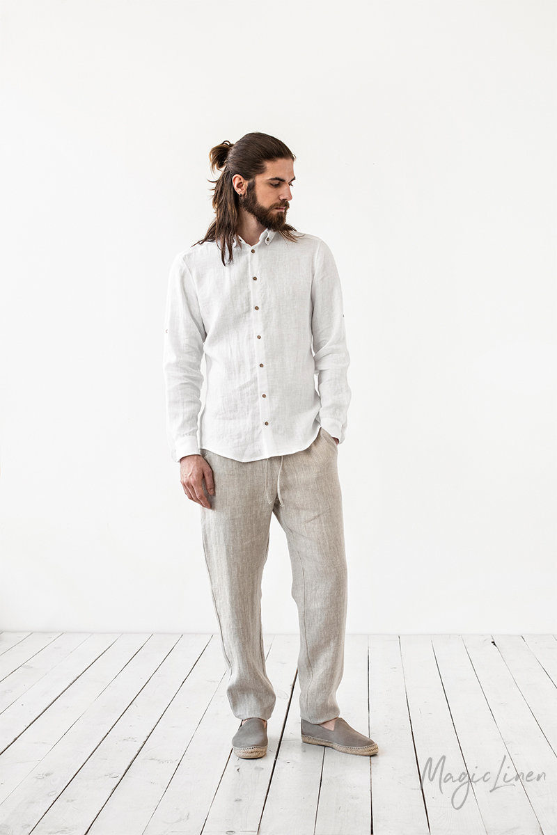 Mens Pure Linen Pants/ City Pants/ Linen Pants With