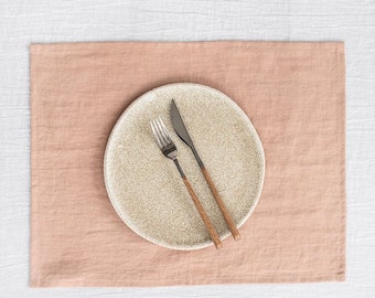 Linen placemat set in Peach | Linen placemats | Sets of 2 linen placemats