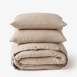 Natural Linen Duvet Cover Set — Beige Queen Duvet Cover — King Linen Bedding Set — Earthy Bedroom Decor image 7